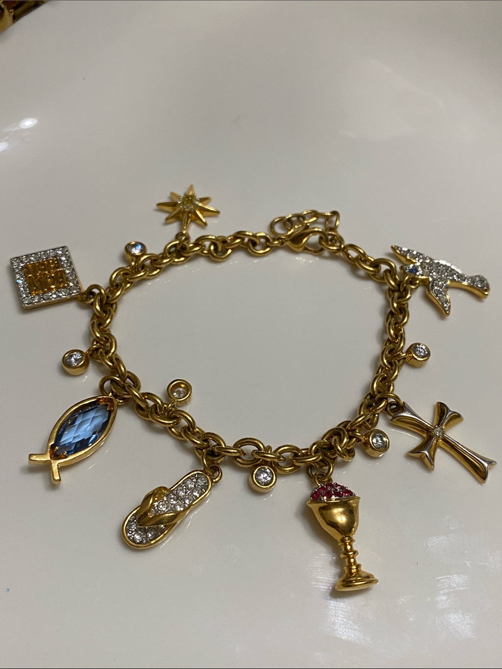 Gold Charm Bracelet With Australian Crystals